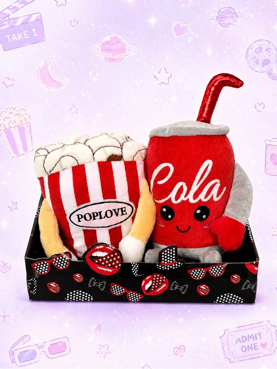 Other - 🧸 2/$45 - NWT Popcorn Poplove & Cola Couple Plush Gift Set Movie Night Sz 9” 11”
